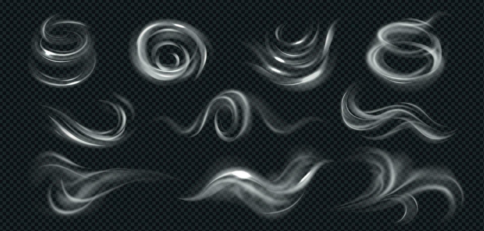 Wind Swirls Realistic Set vector