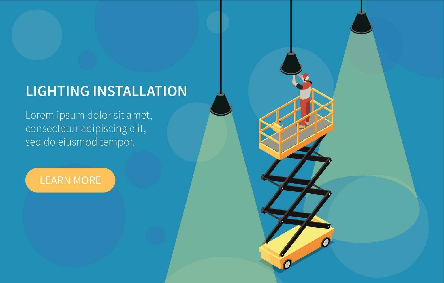 Lighting Installation Isometric Banner vector