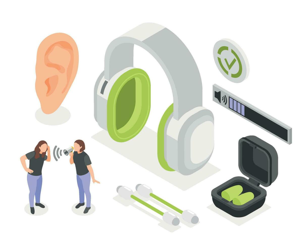 Hearing Hygiene Isometric Composition vector