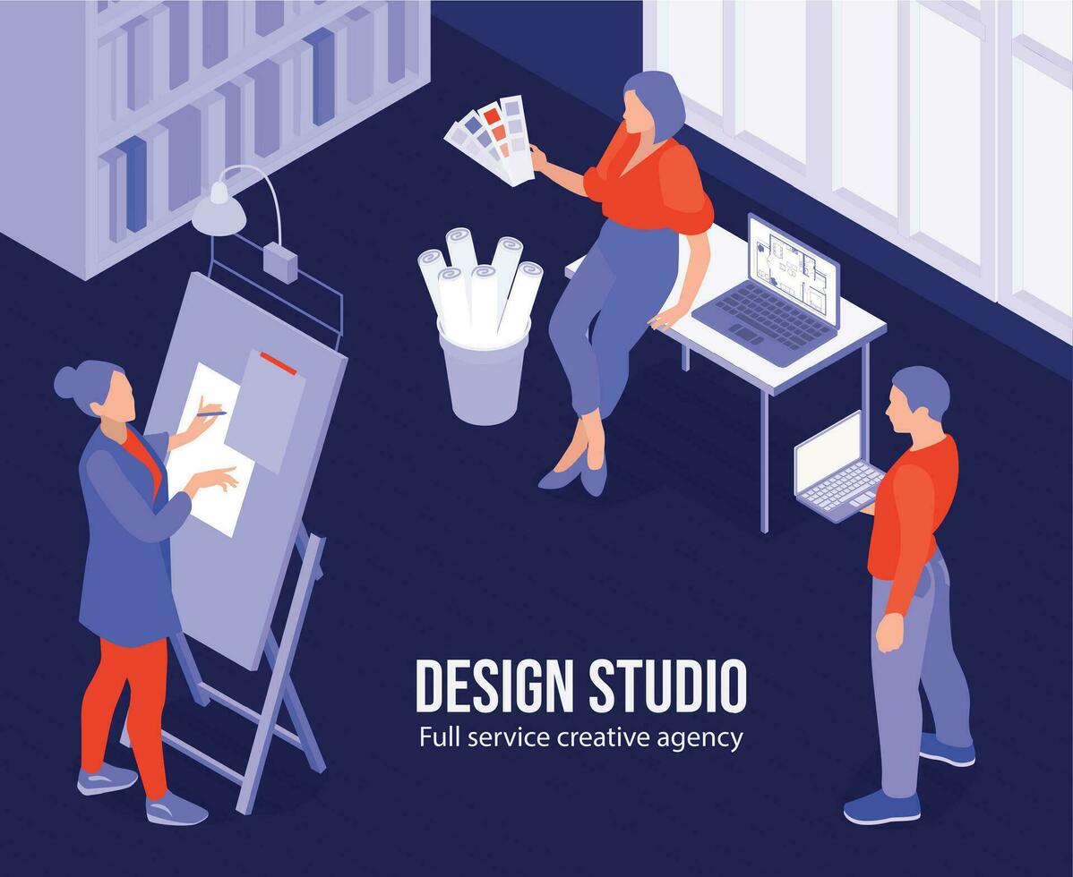 isométrica diseñadores estudio vector