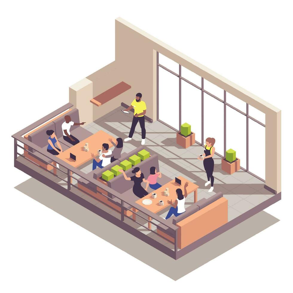 Street Cafe Isometric vector