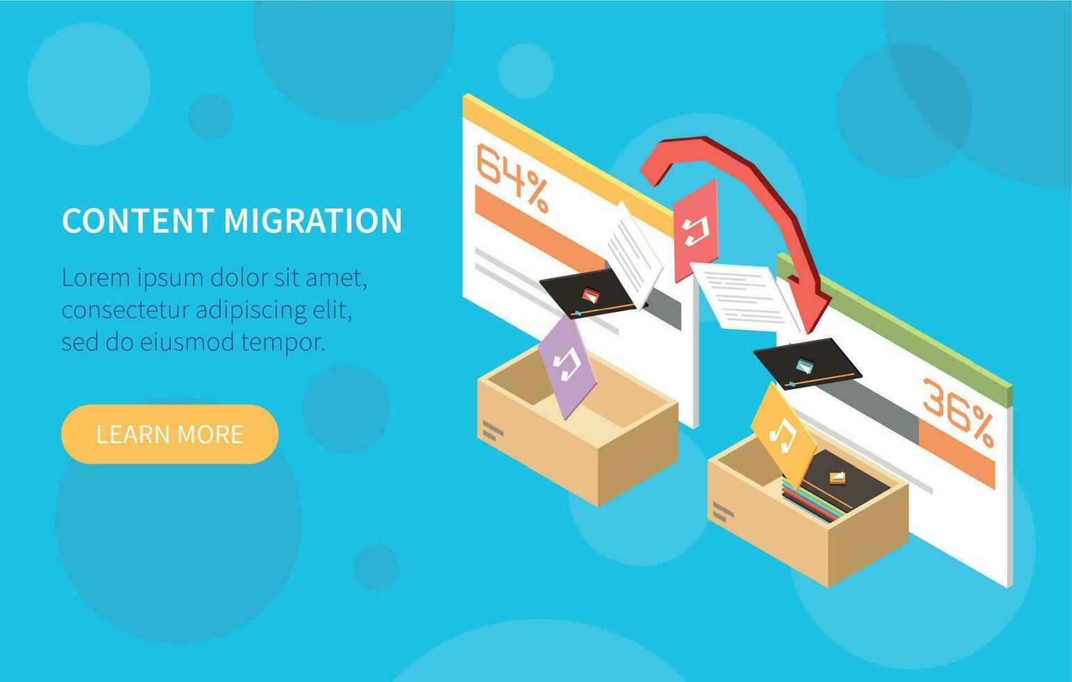 horizontal contenido administración isométrica bandera vector