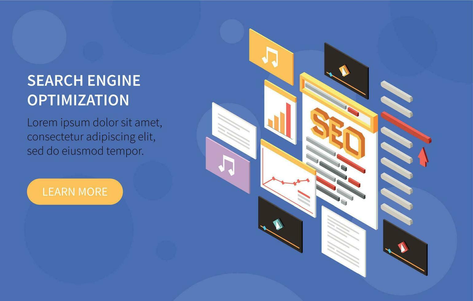 Content Management Isometric Banner vector