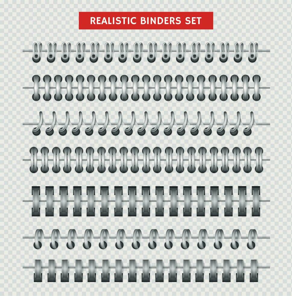 Realistic Binders Transparent Set vector