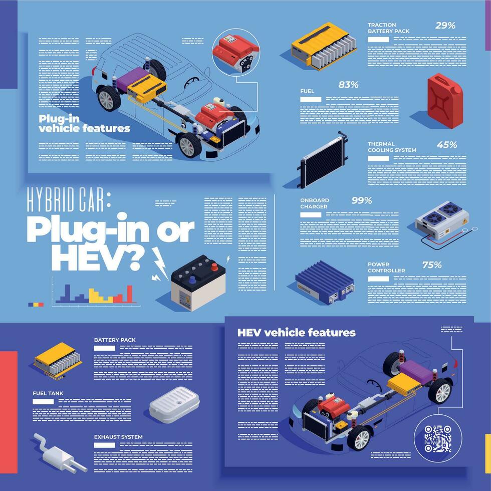 PHEV Infographics Set vector