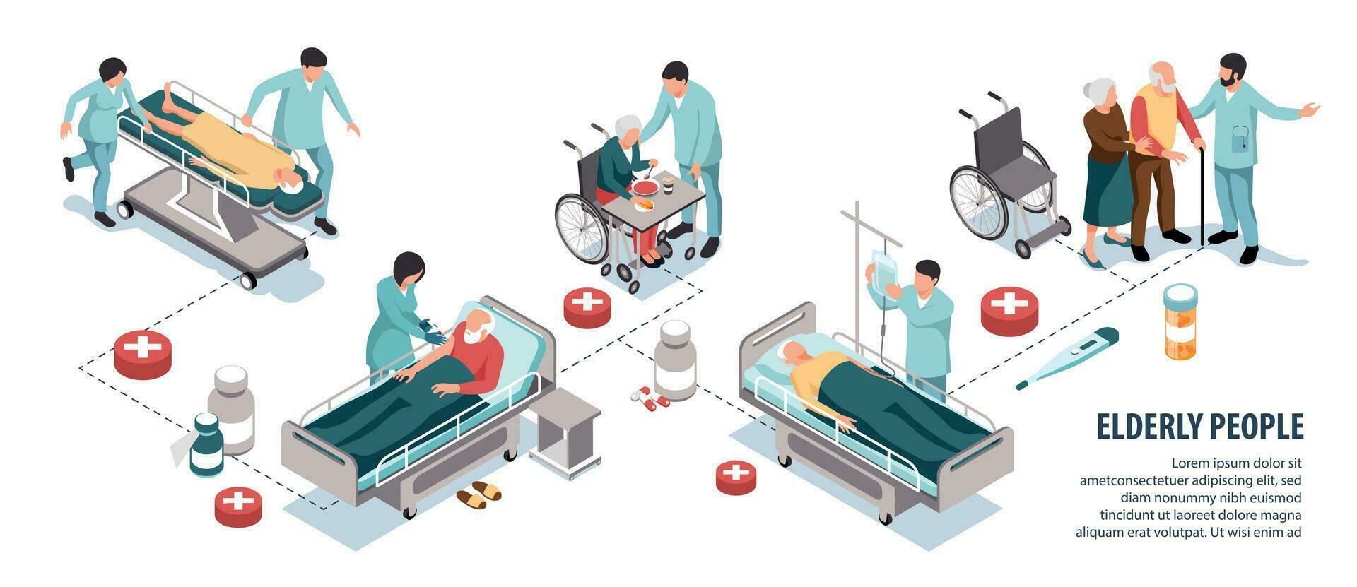 mayor personas hospital infografia vector