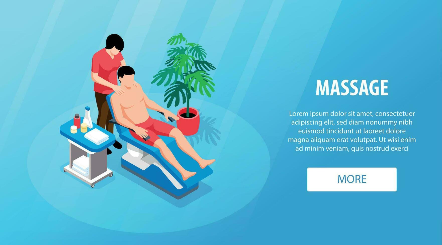 Massage Isometric Horizontal Banner vector