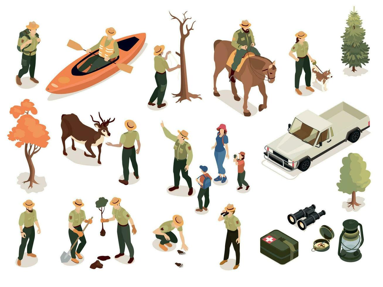 Forest Ranger Icon Set vector