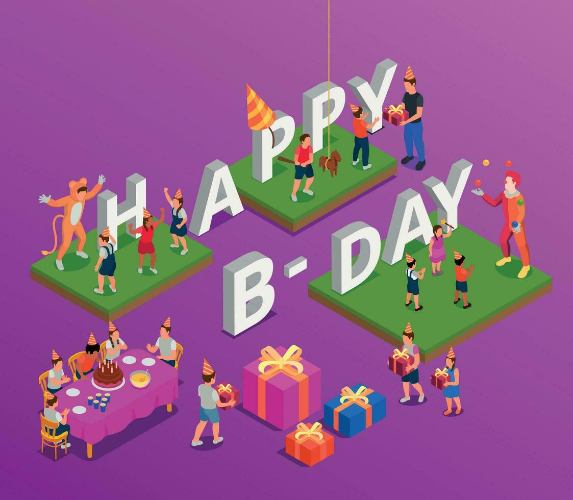 Children Birthday Party Composition vector