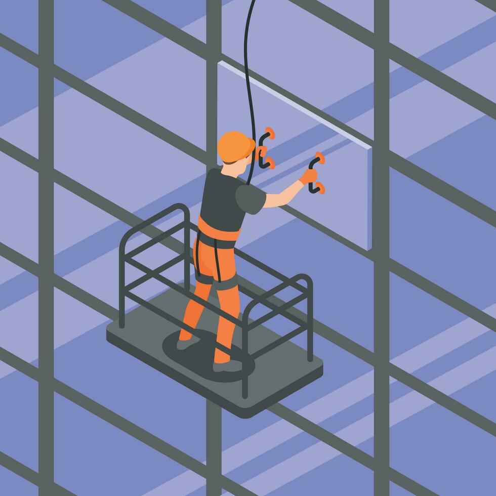 High Altitude Work Isometric Background vector