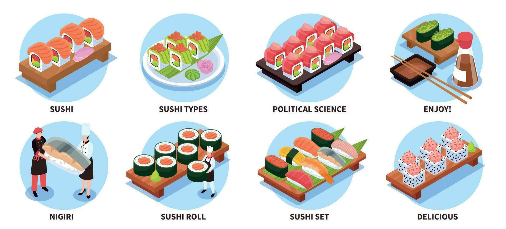 Sushi Compositions Set vector