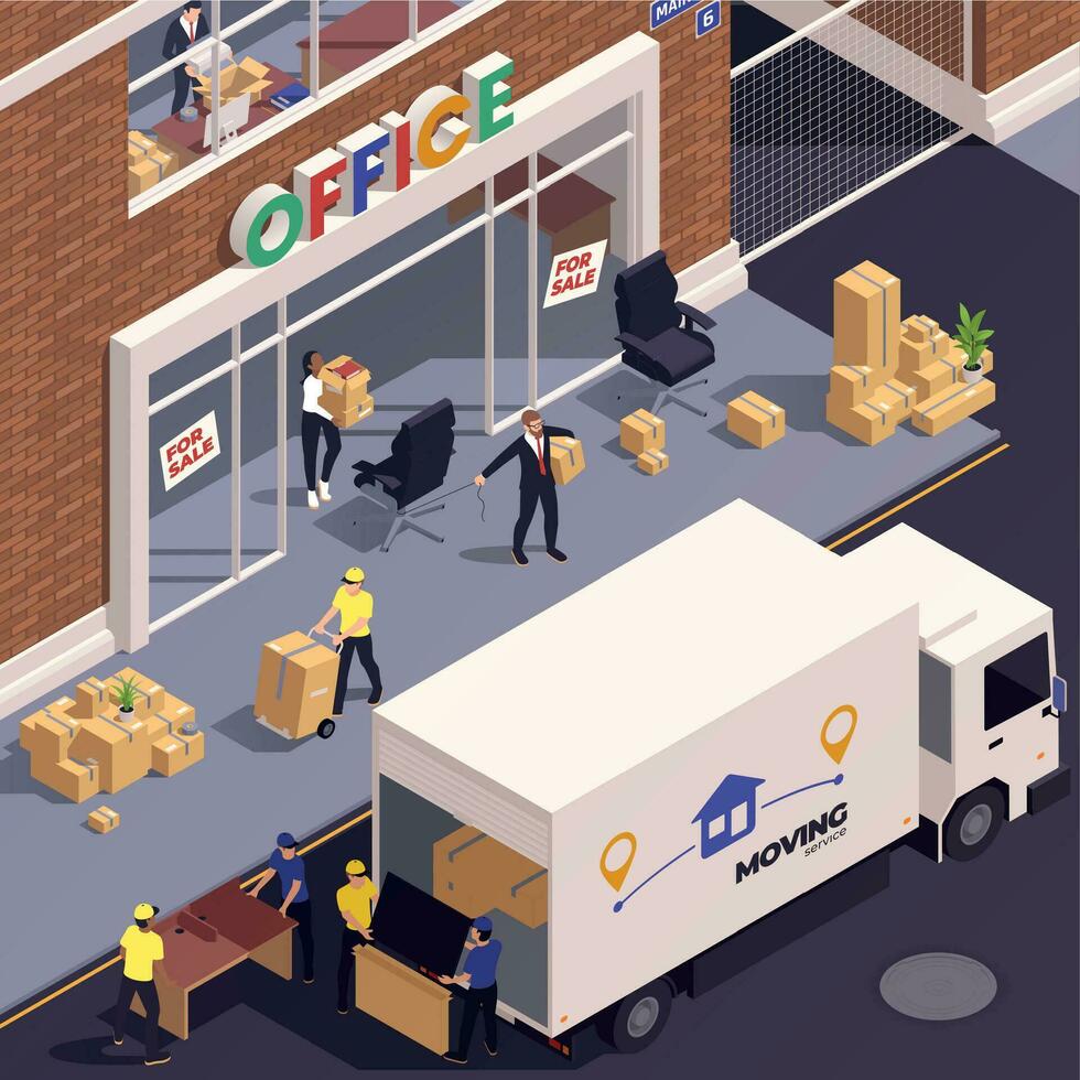 Relocation Service Isometric vector