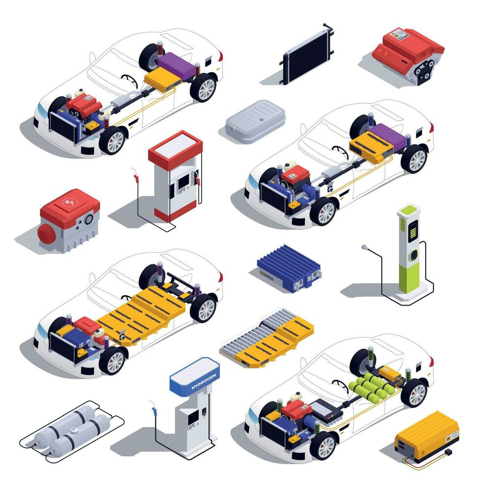 PHEV Vehicles Set vector