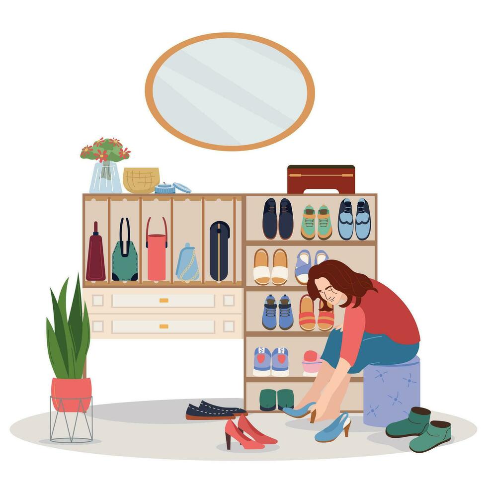 Walk In Closet Flat Composition vector