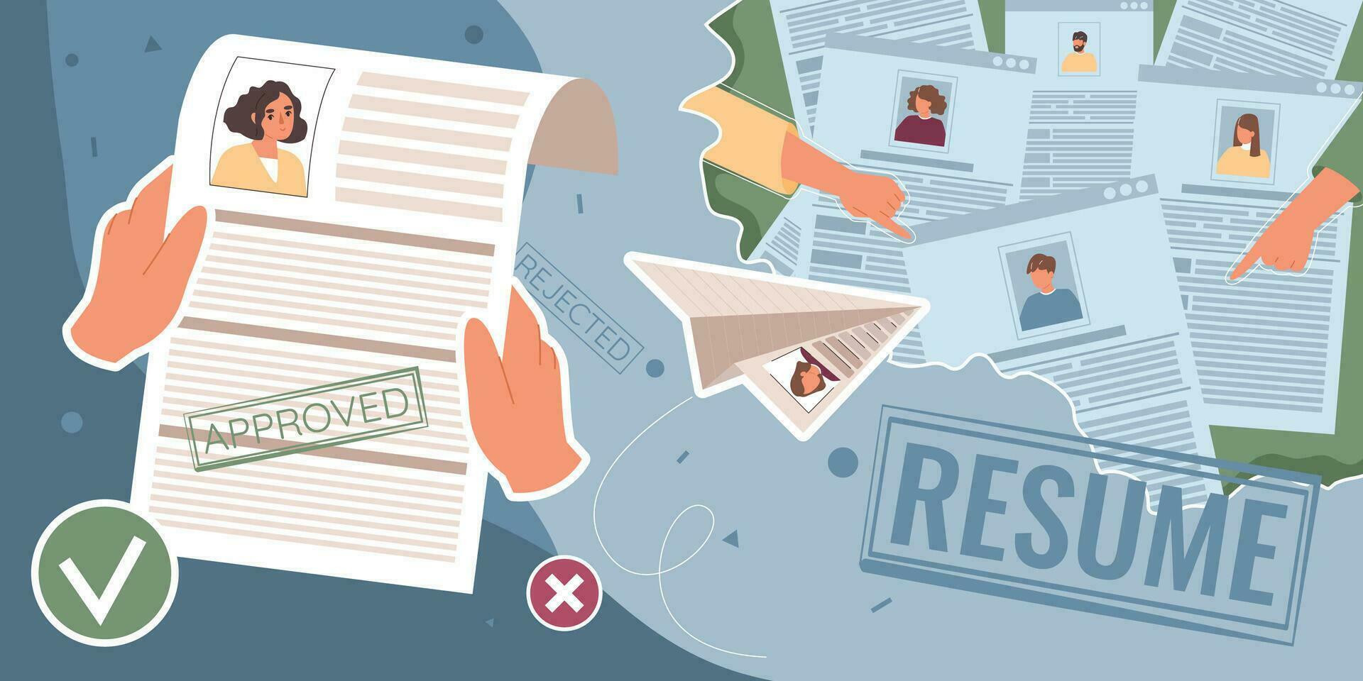 Resume CV Flat Collage vector