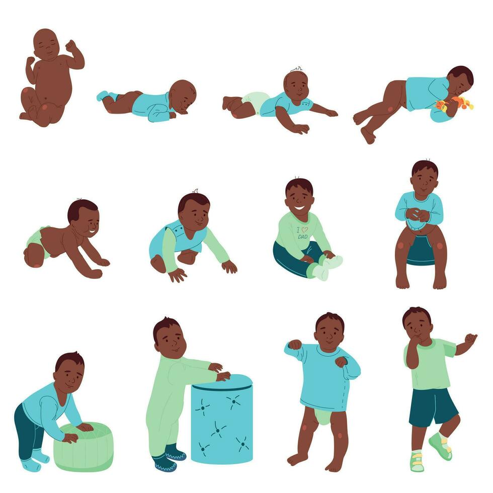 Baby Bevelopment Stages Flat Set vector