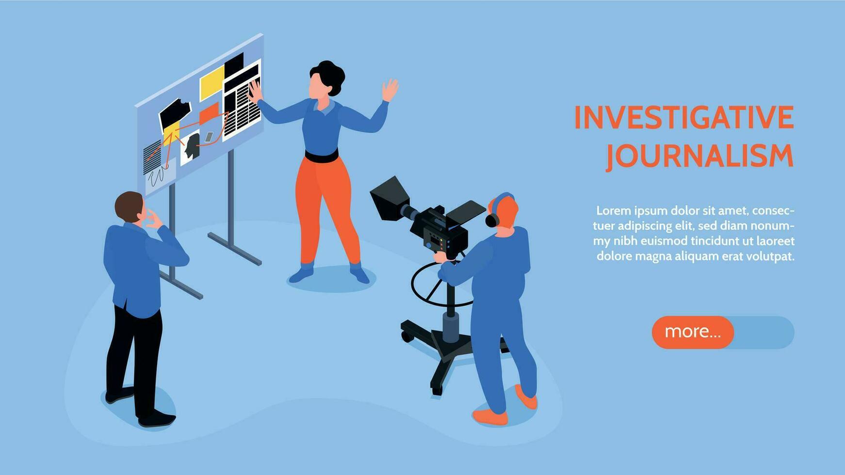 Isometric Journalist Horizontal Banner vector