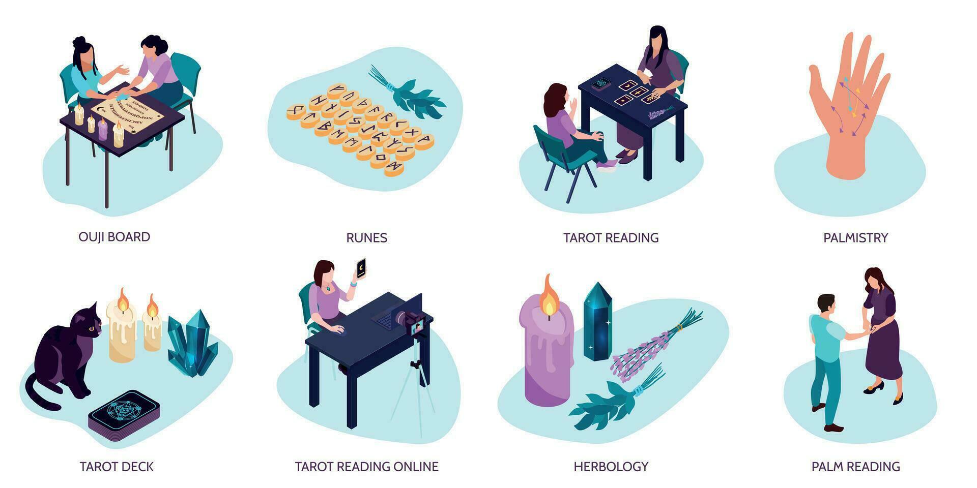 Isometric Tarot Set vector