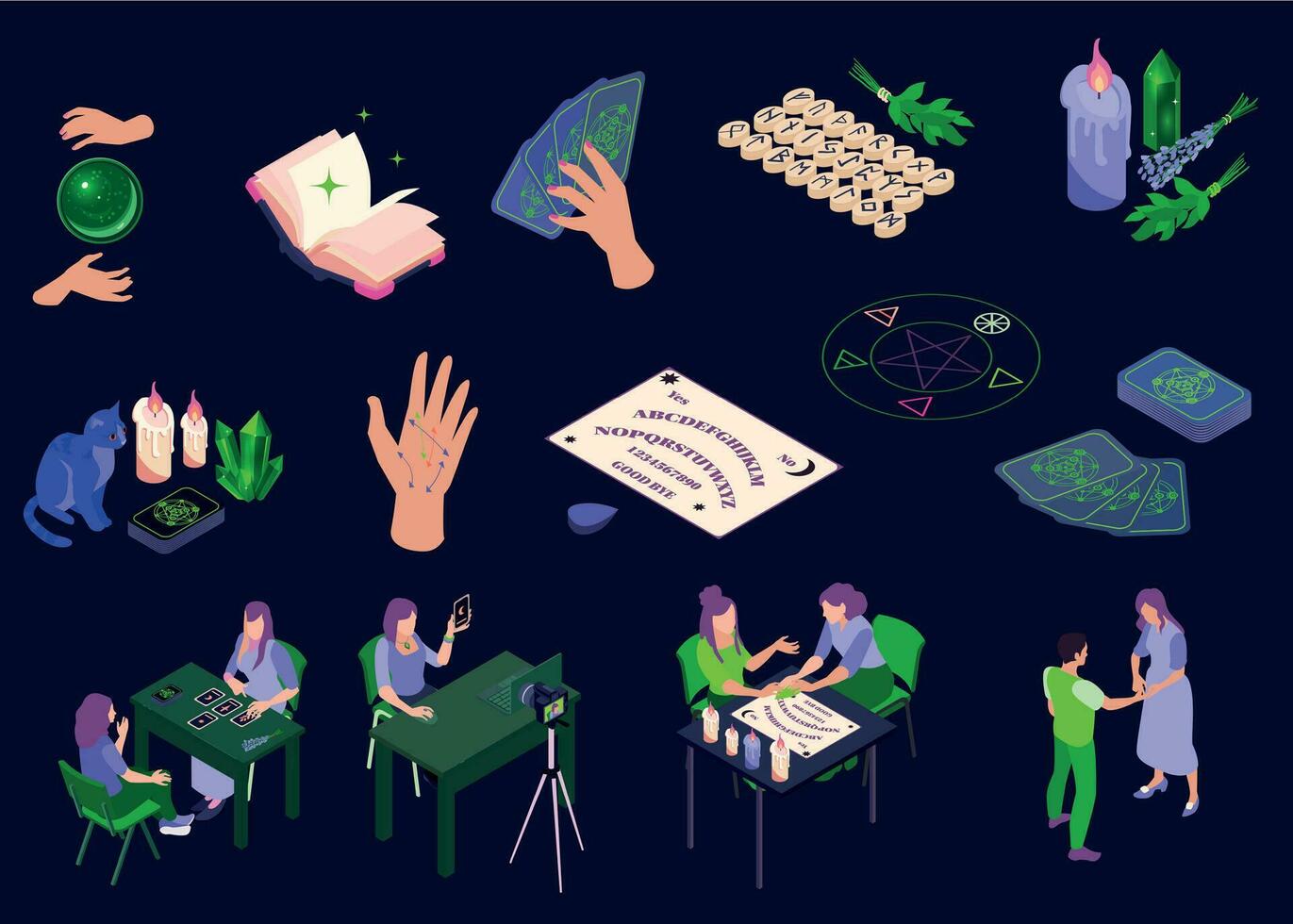Isometric Tarot Set vector