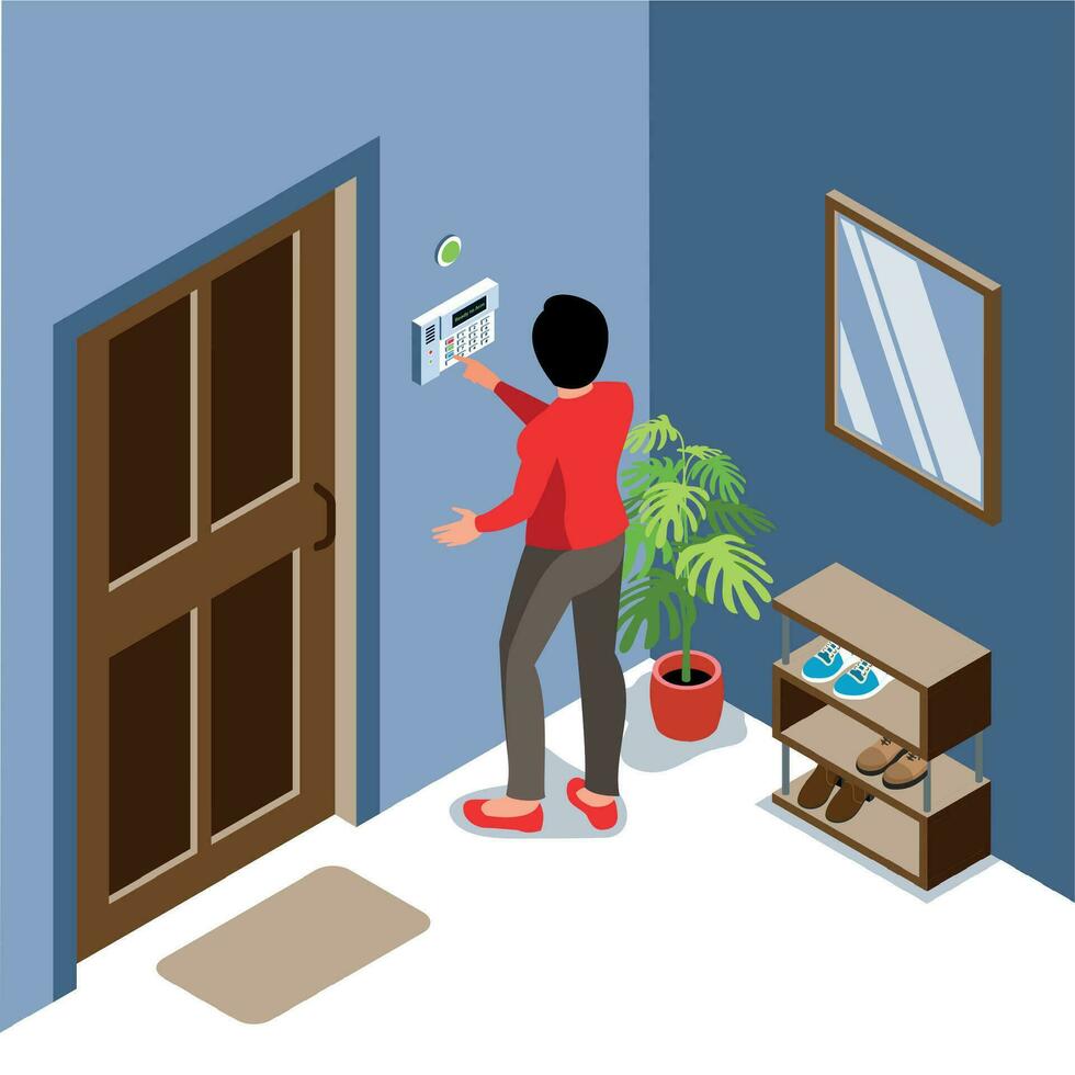 Apartment Security Isometric Composition vector
