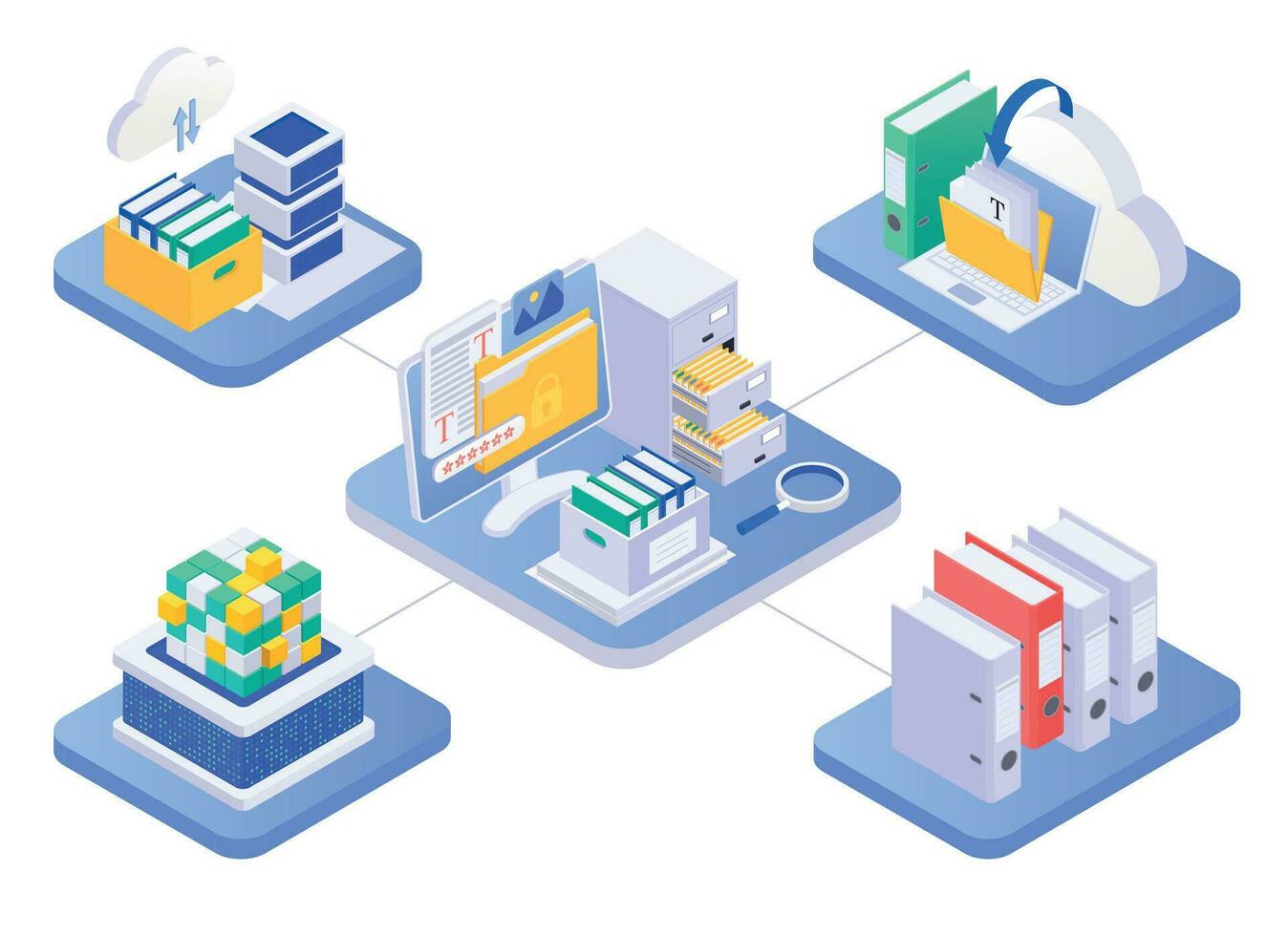 Archive Documents Flowchart Composition vector