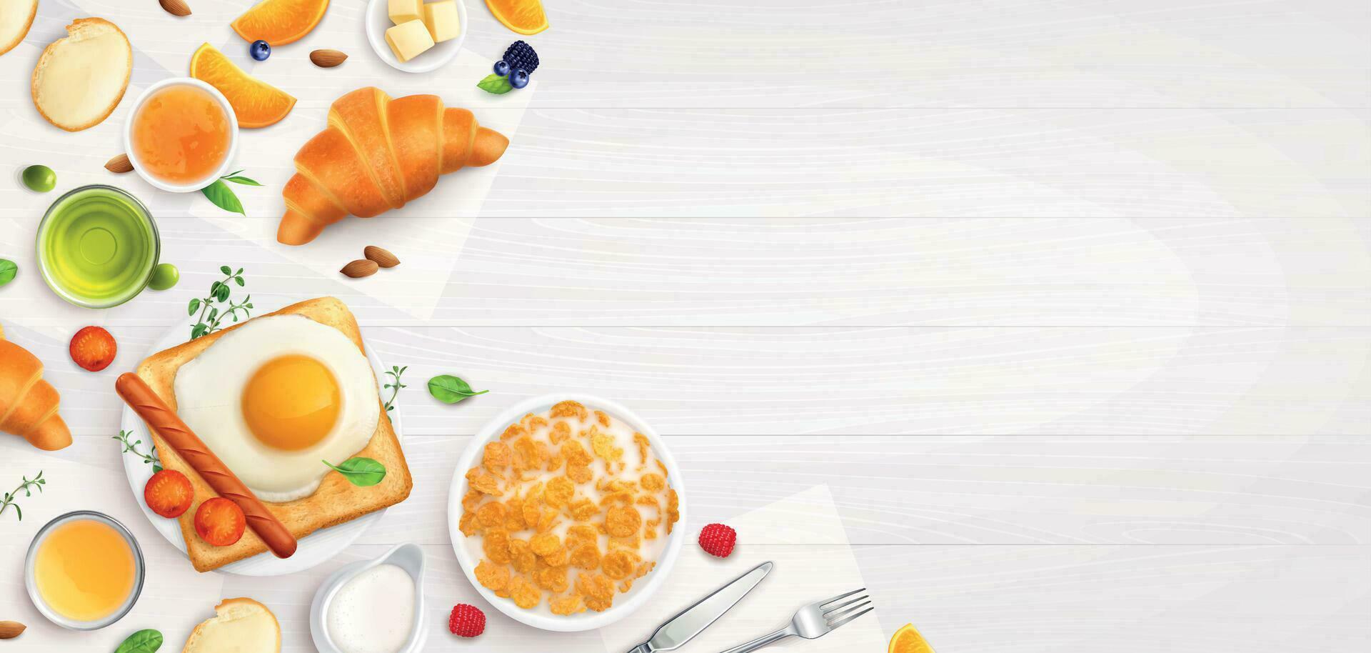 Realistic Breakfast Top Composition vector
