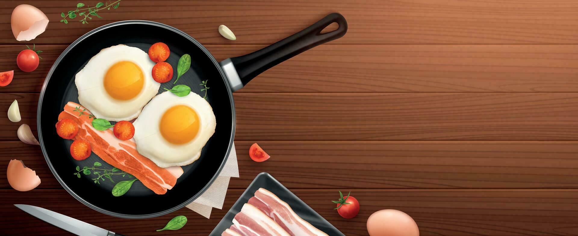 Fried Eggs Breakfast Composition vector