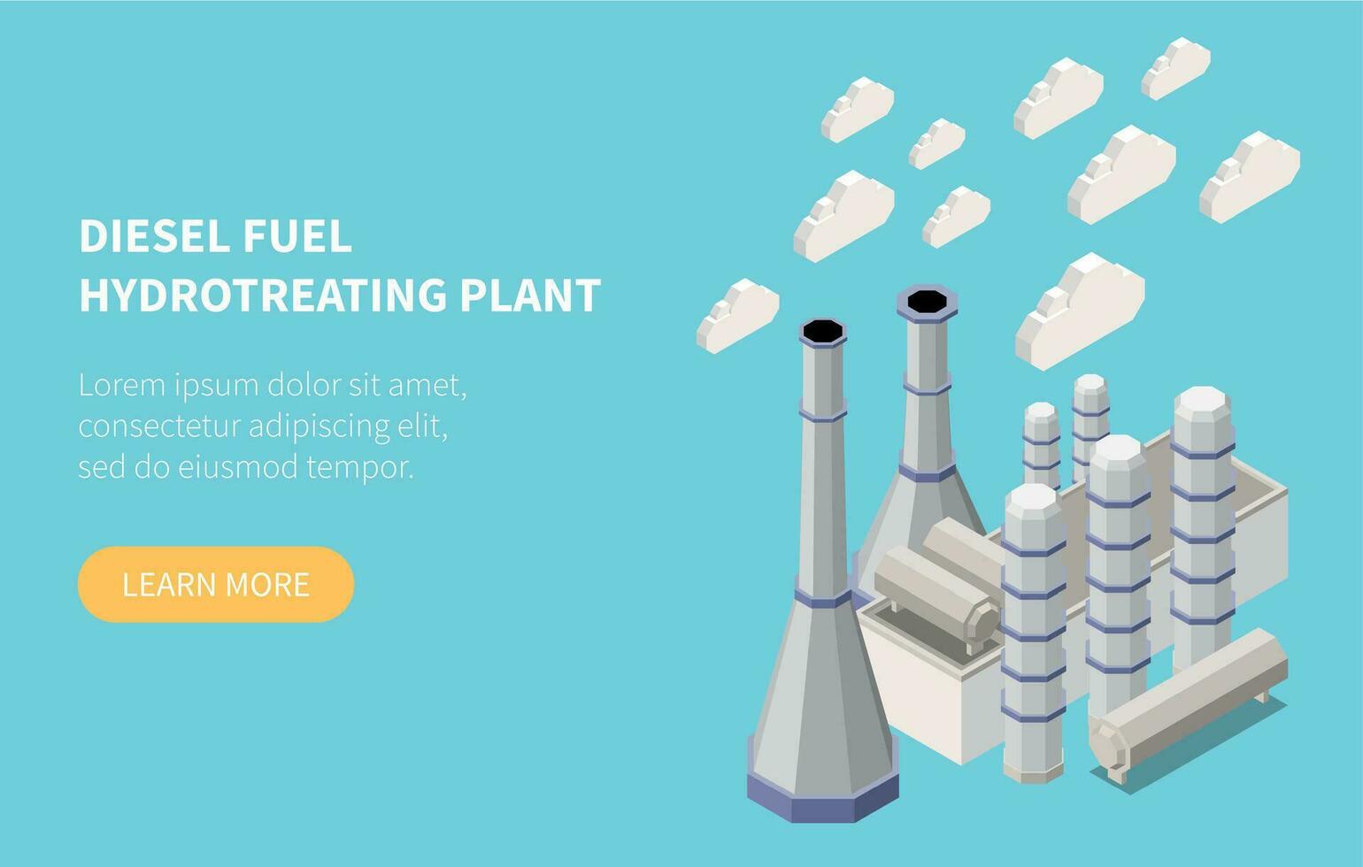 Oil Refinery Isometric Banner vector