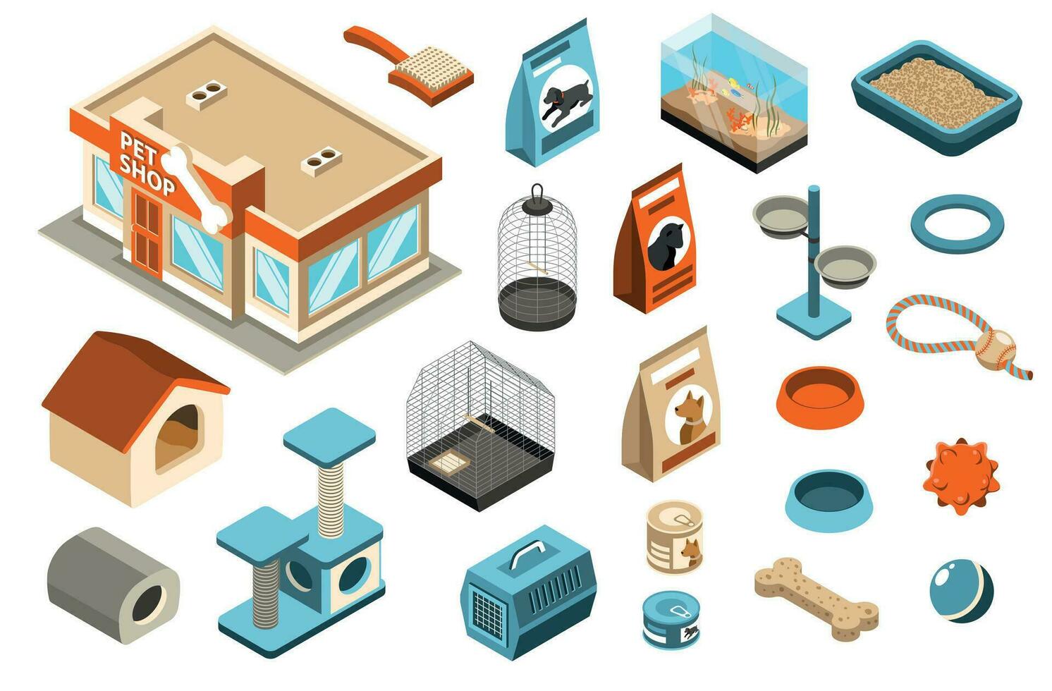 Isometric Pet Shop Icons vector