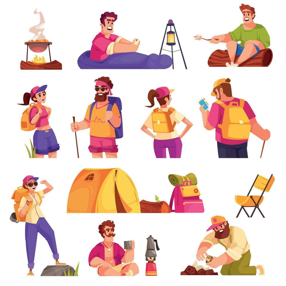 Camping Flat Set vector