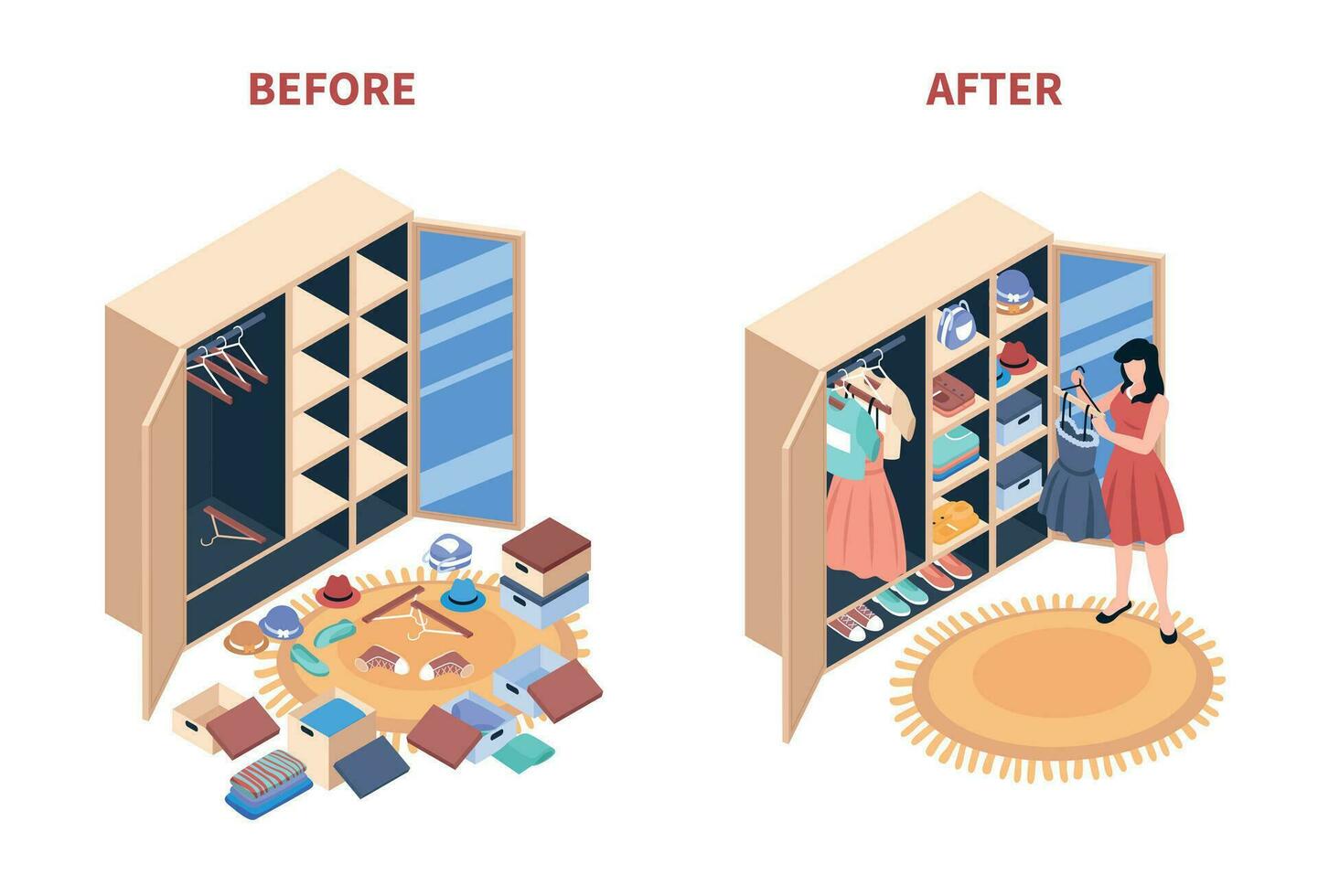 Wardrobe Isometric Concept vector