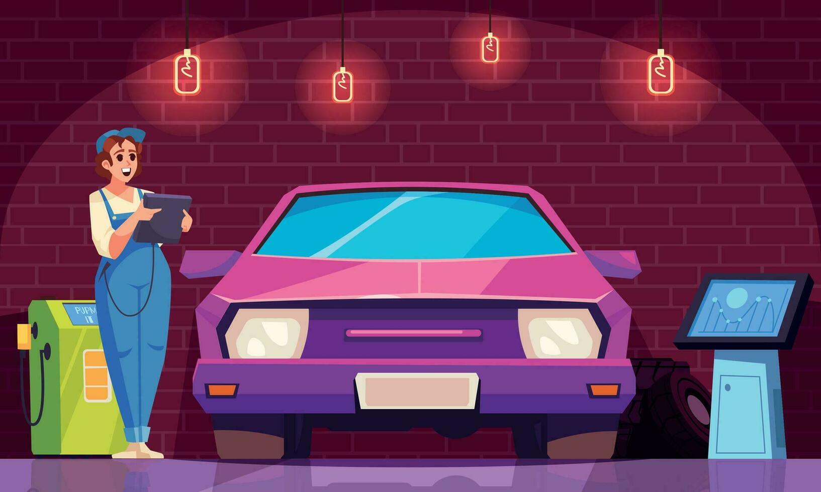 Auto Service Flat Illustration vector