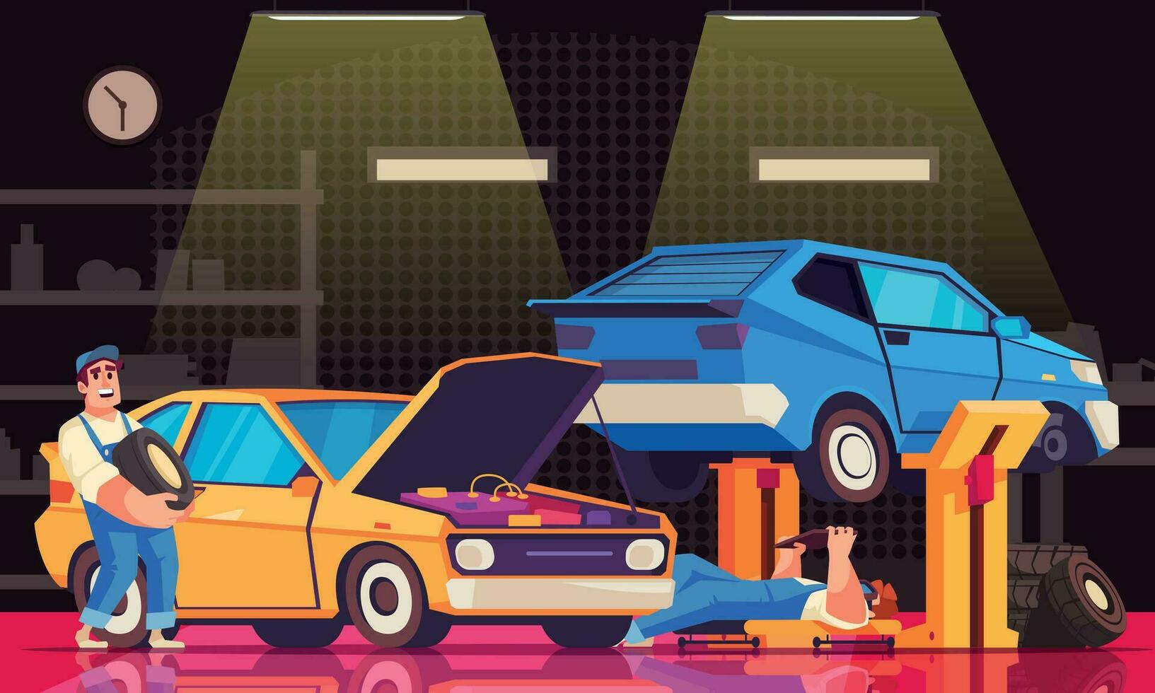Auto Service Flat Illustration vector