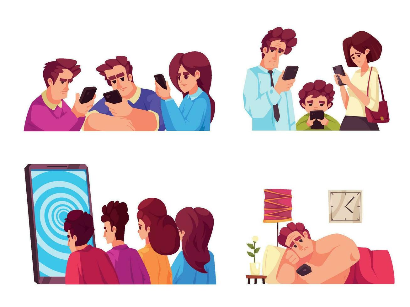 Smartphone Addiction 2x2 Set vector