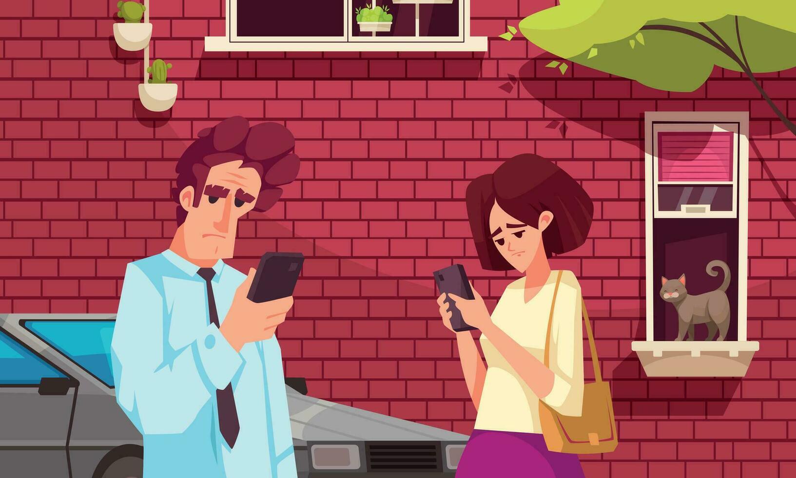 Gadget Addiction Vector Illustration