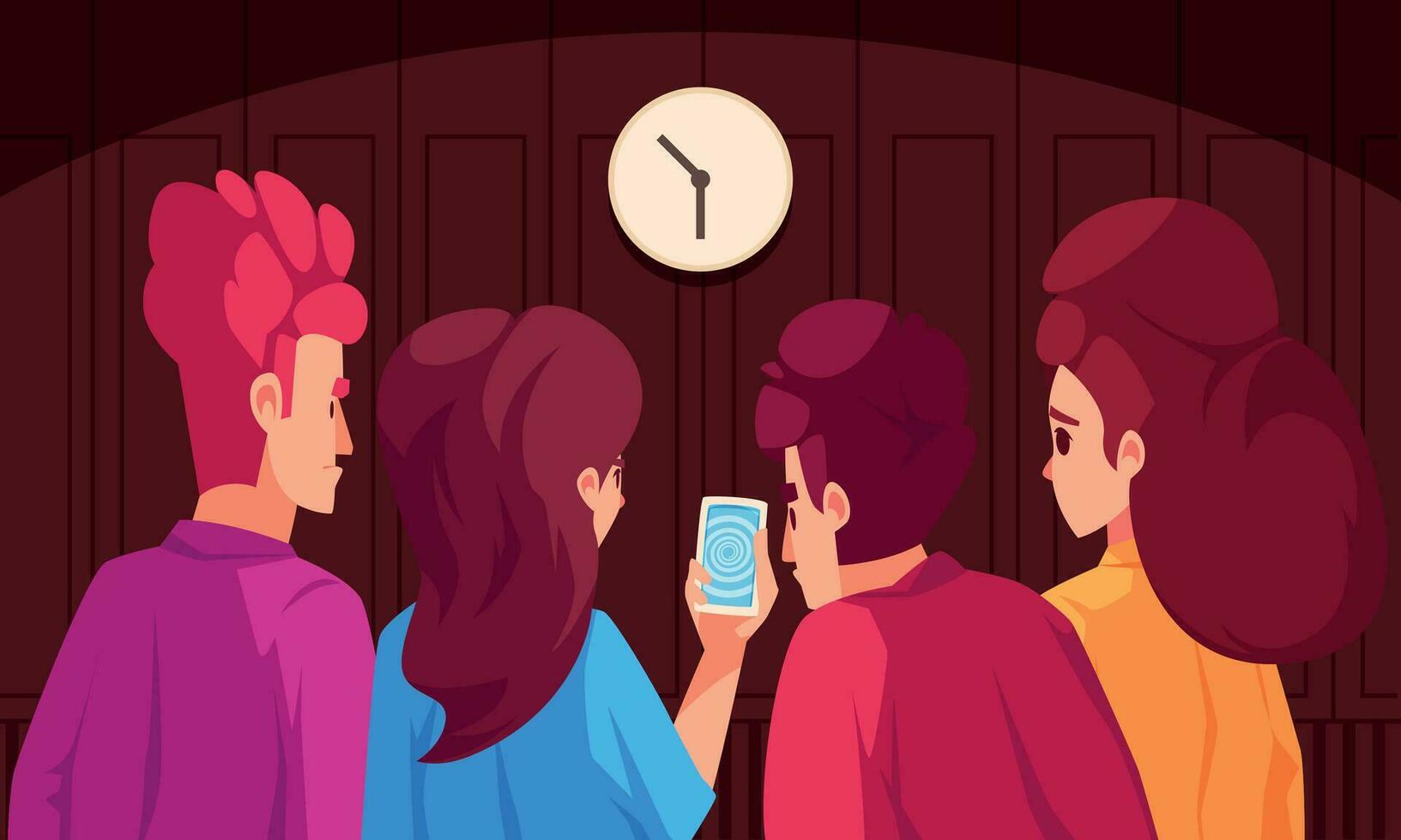 People And Gadgets Cartoon Composition vector