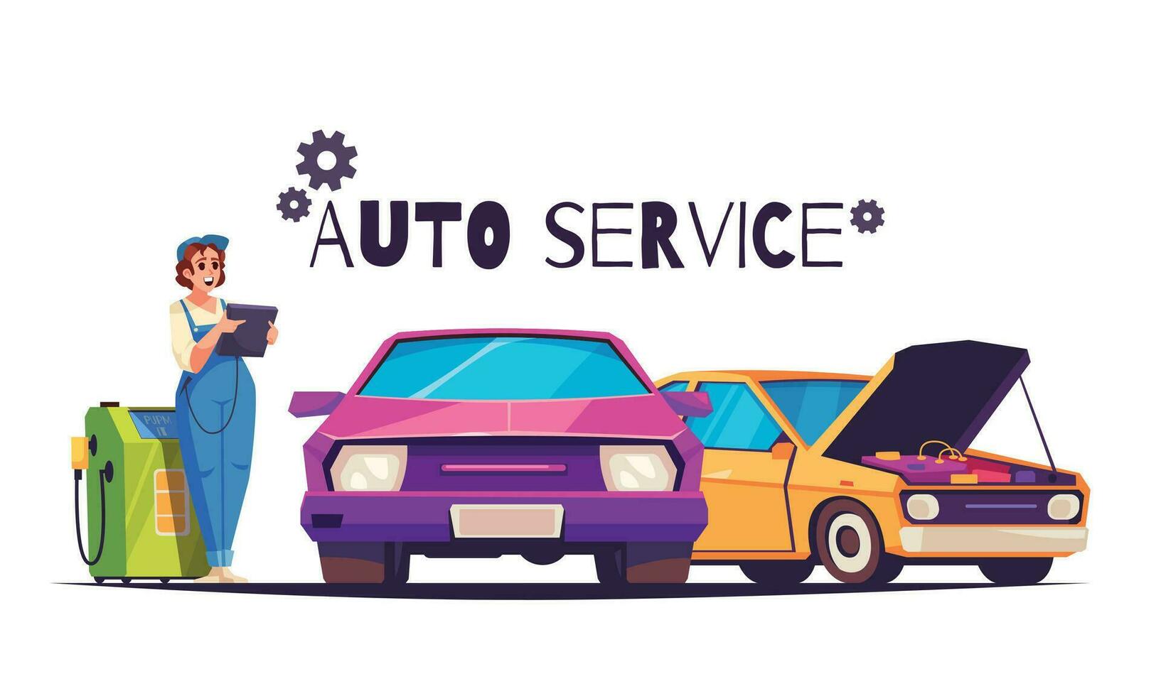 Auto Service Cartoon Background vector