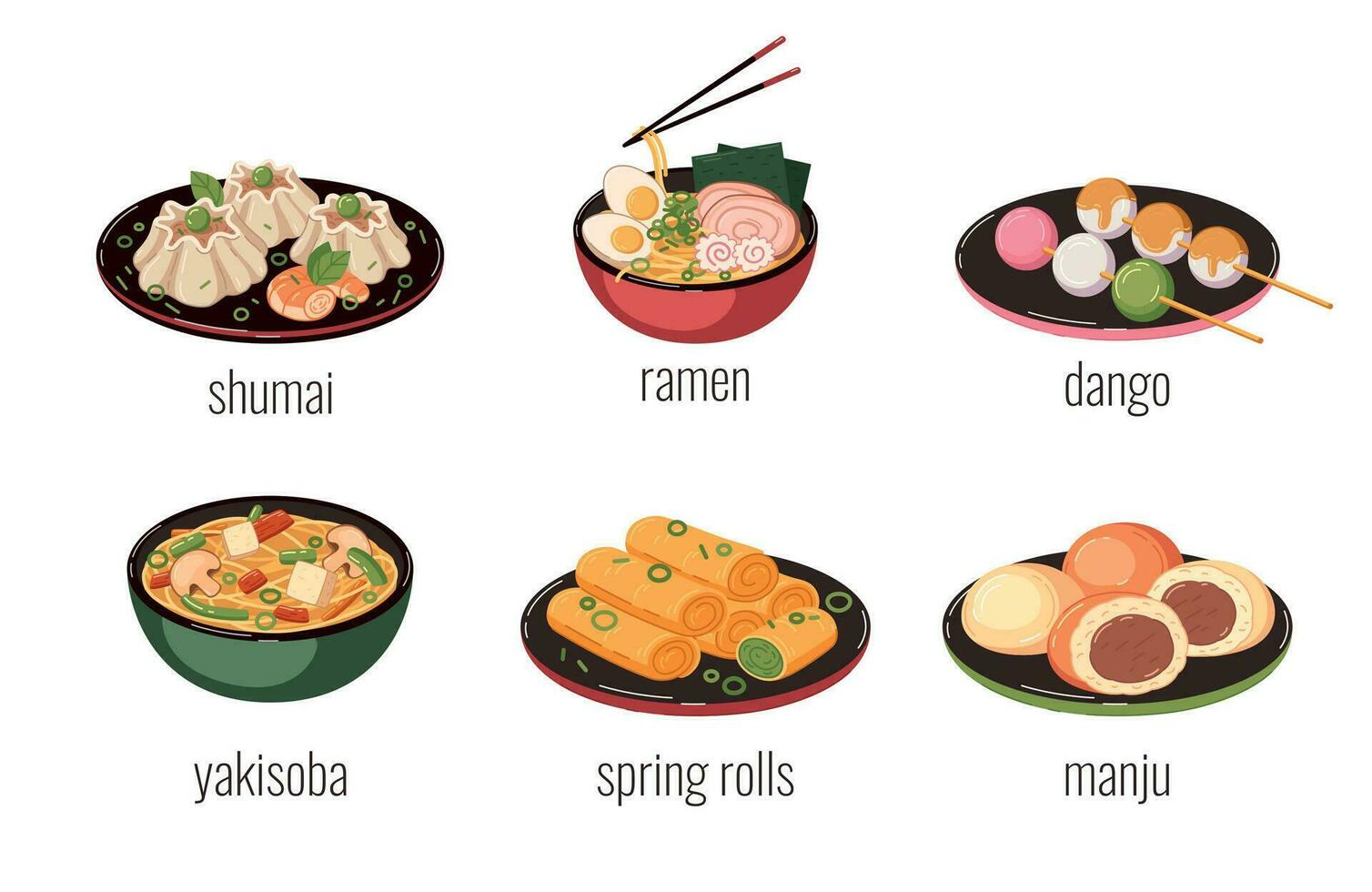 asiático comida dibujos animados vector