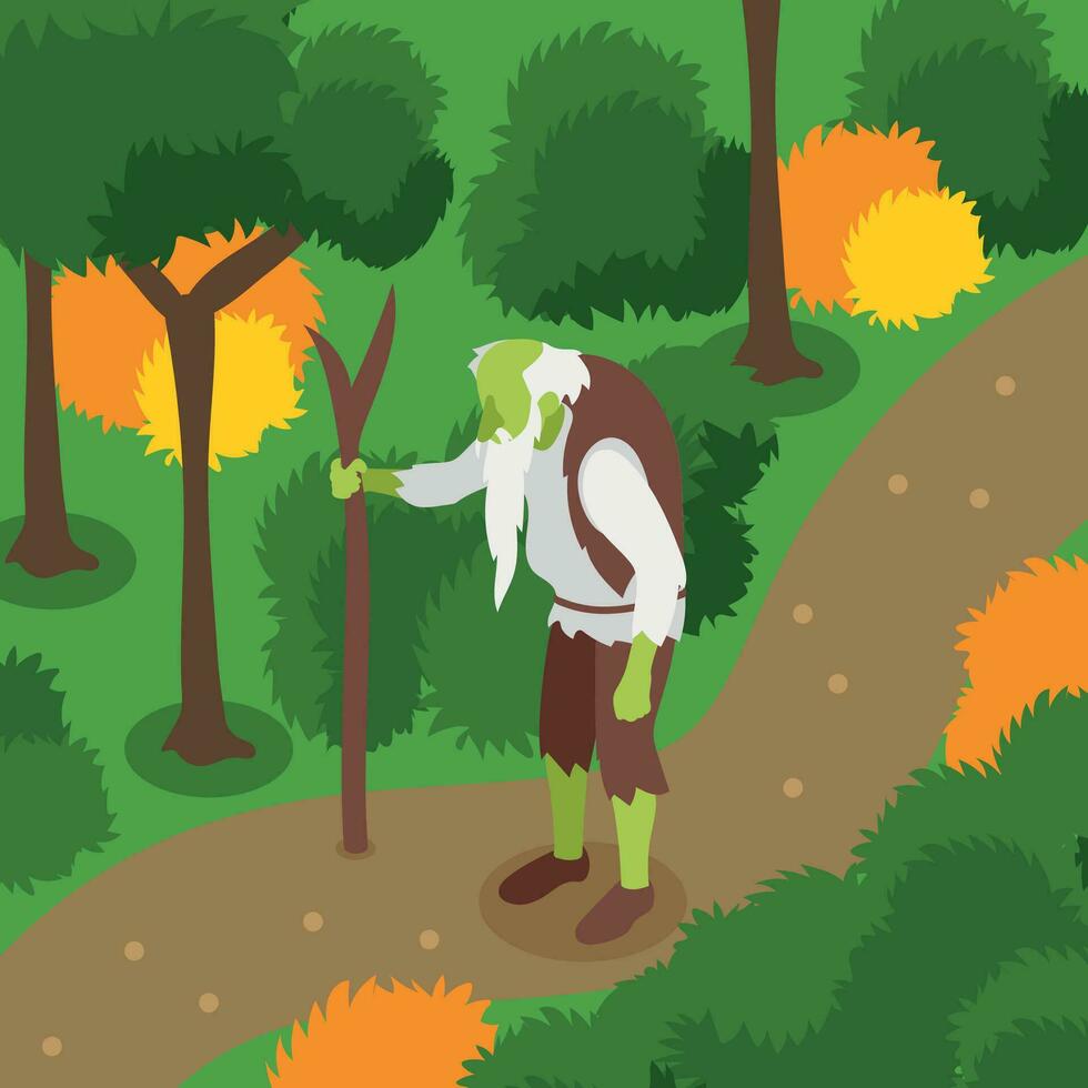 Wise Old Man Isometric Background vector