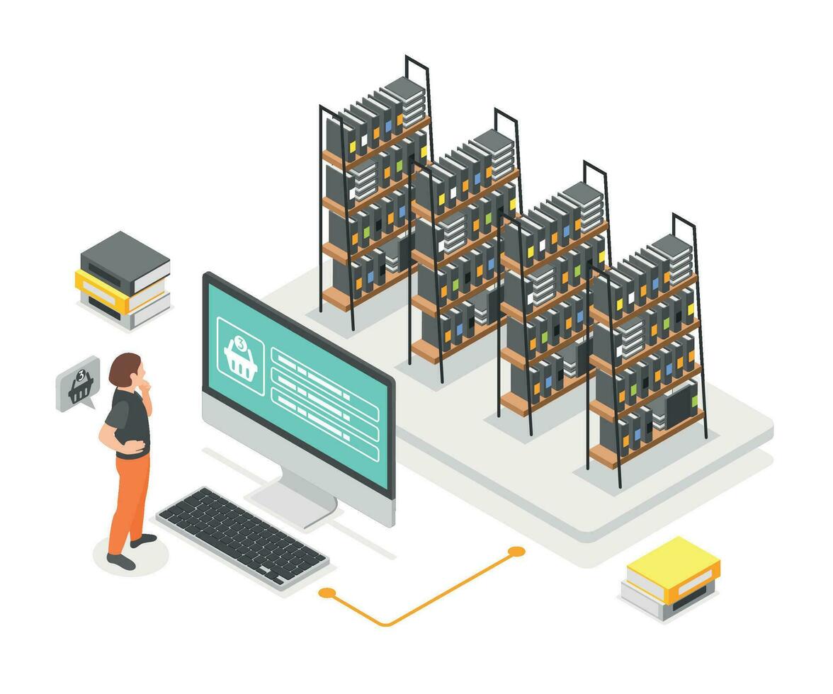 Online Buying Isometric Background vector