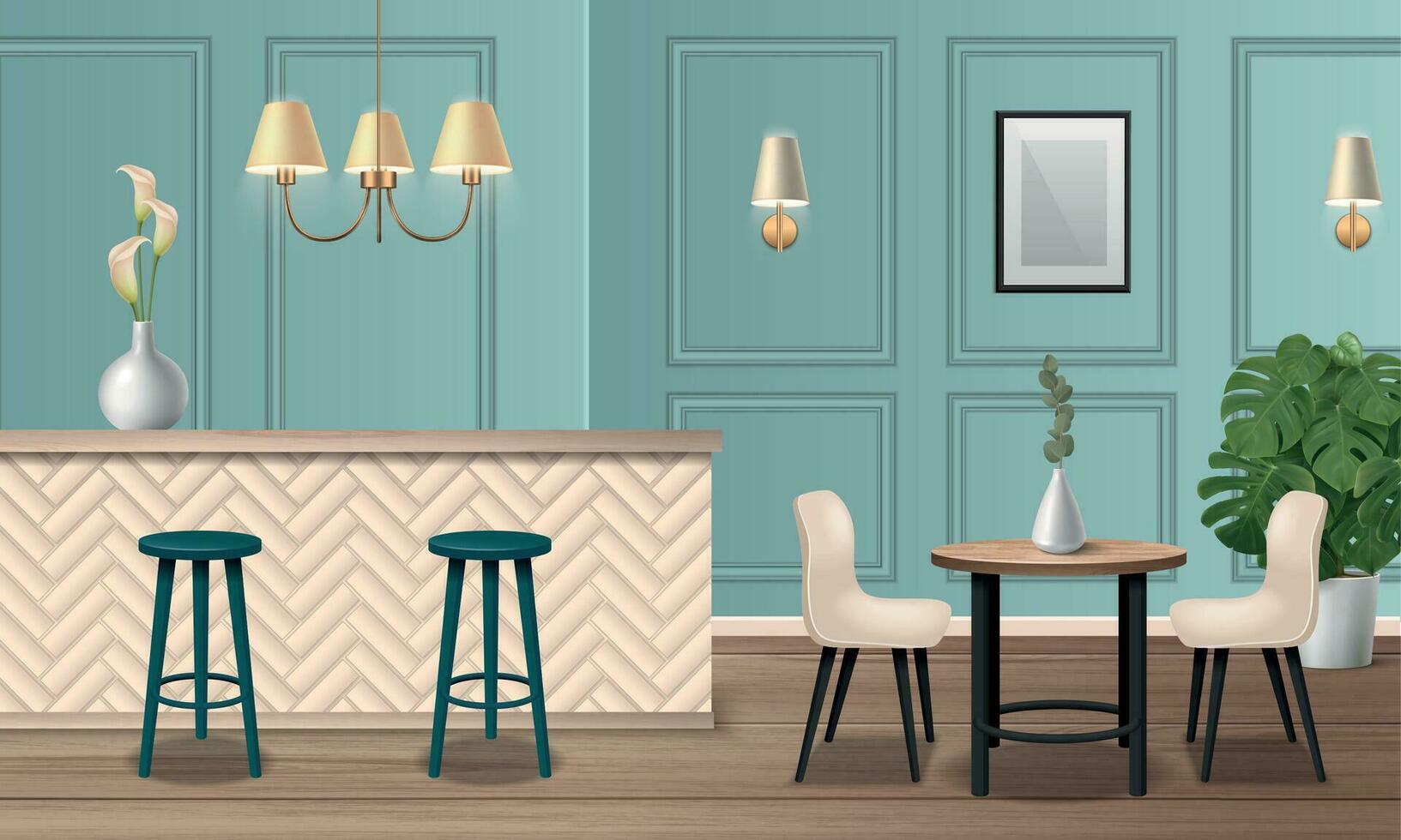 café interior realista vector