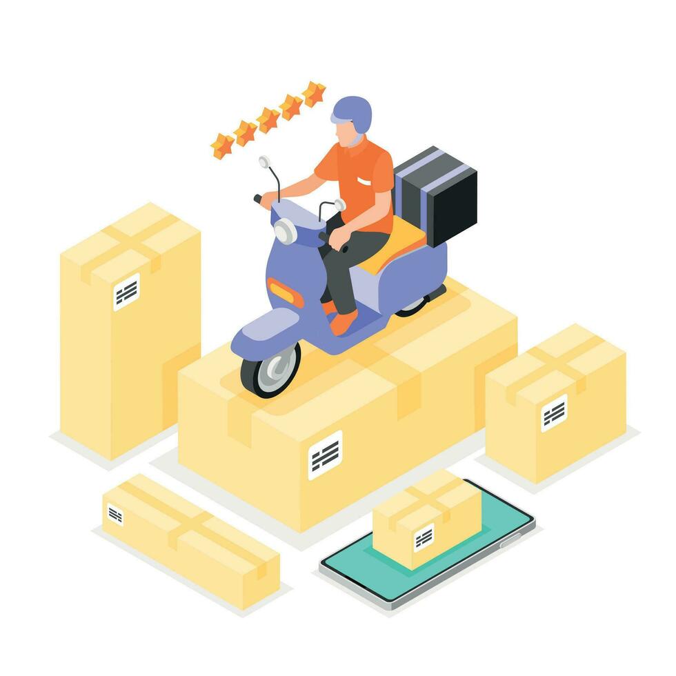 Courier Delivery Isometric Composition vector