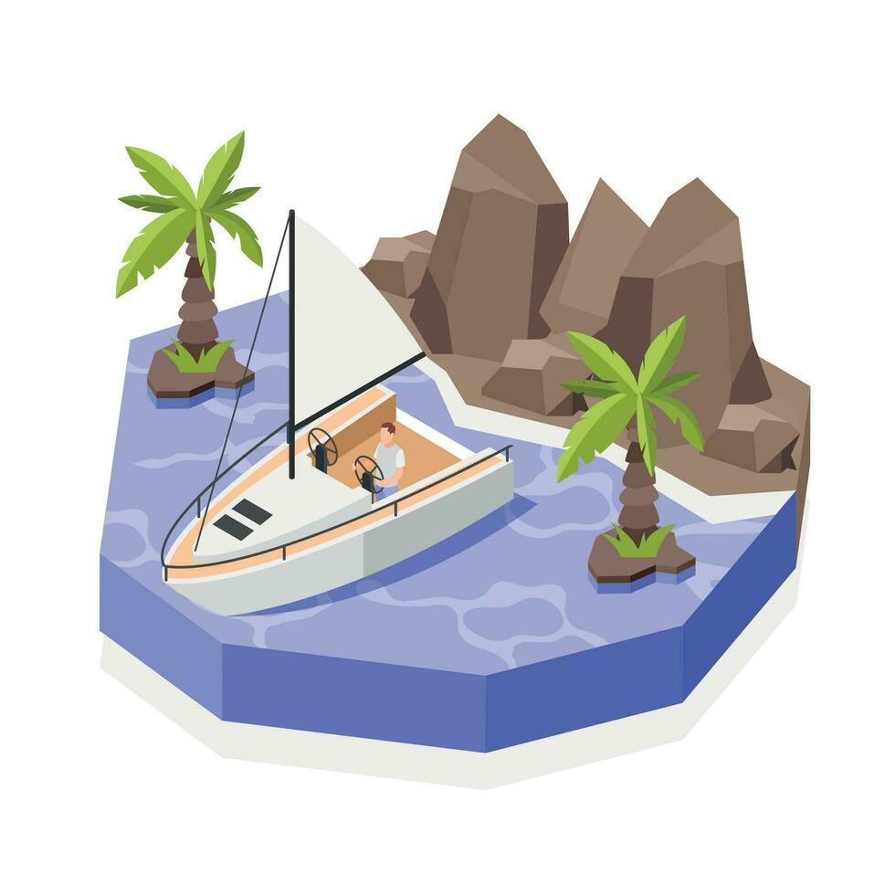 Boat Isometric Composition vector
