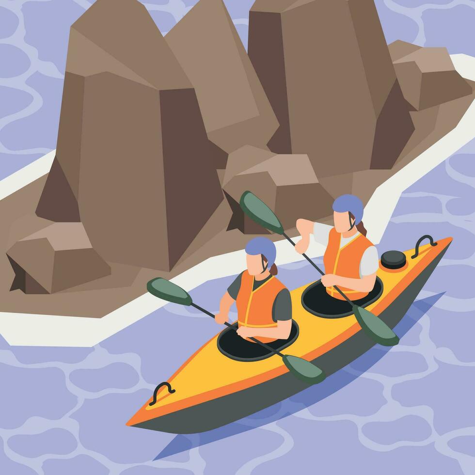 Rafting Isometric Composition vector