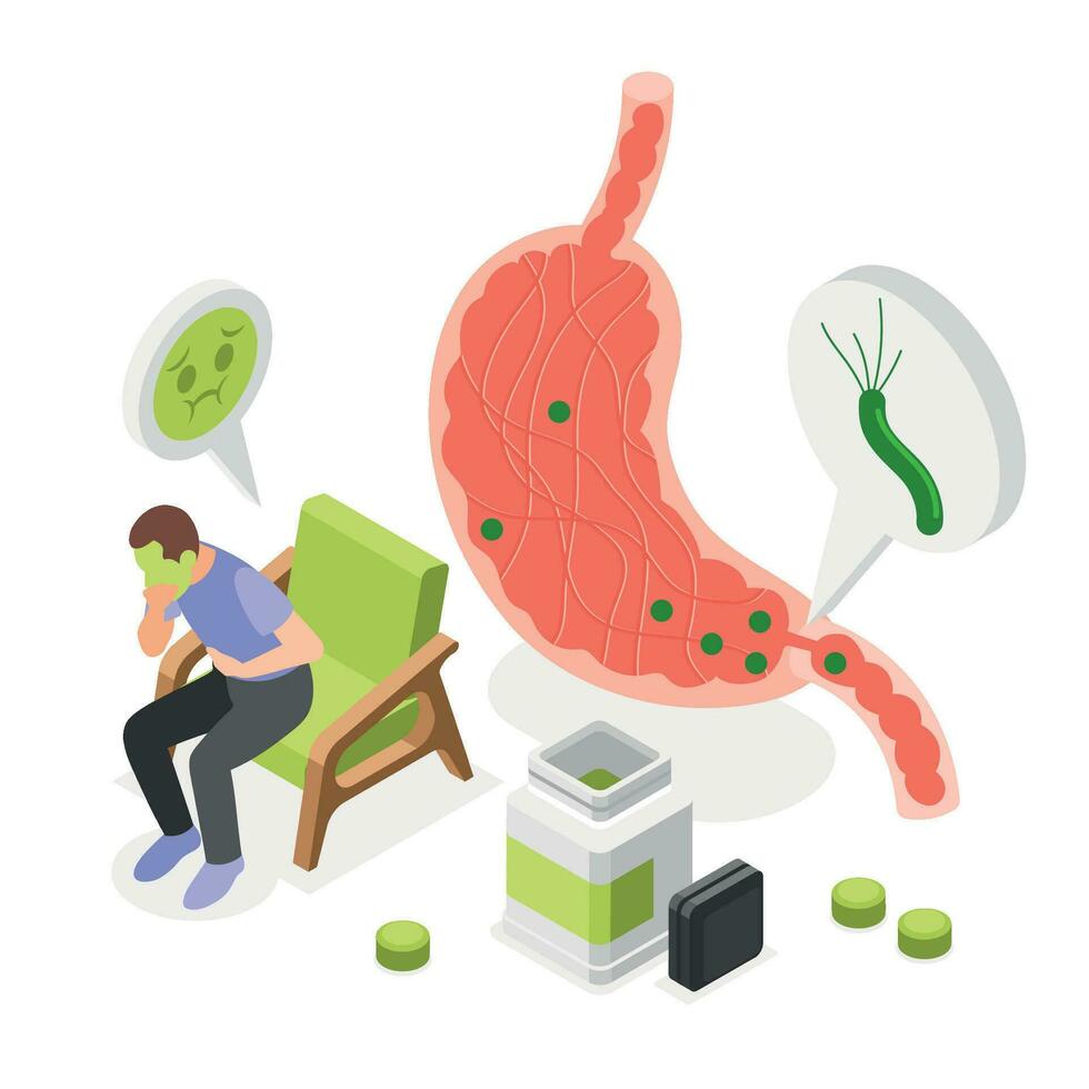 Helicobacter Isometric Vector Illustration