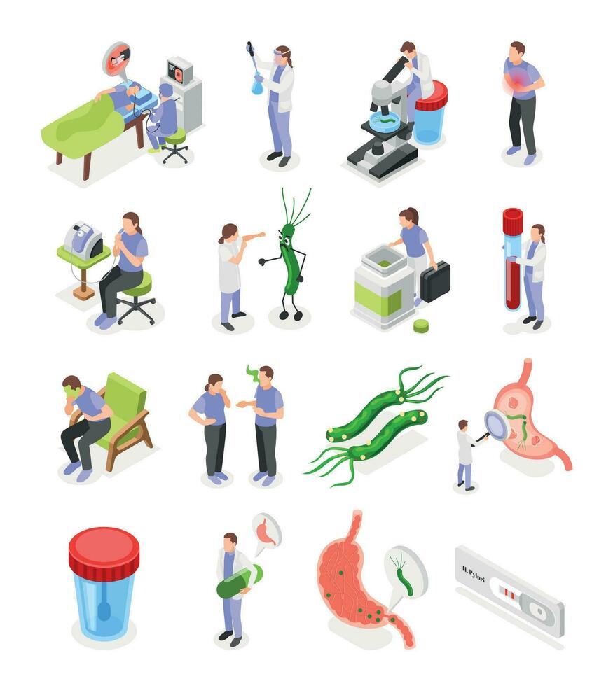 Helicobacter Isometric Set vector