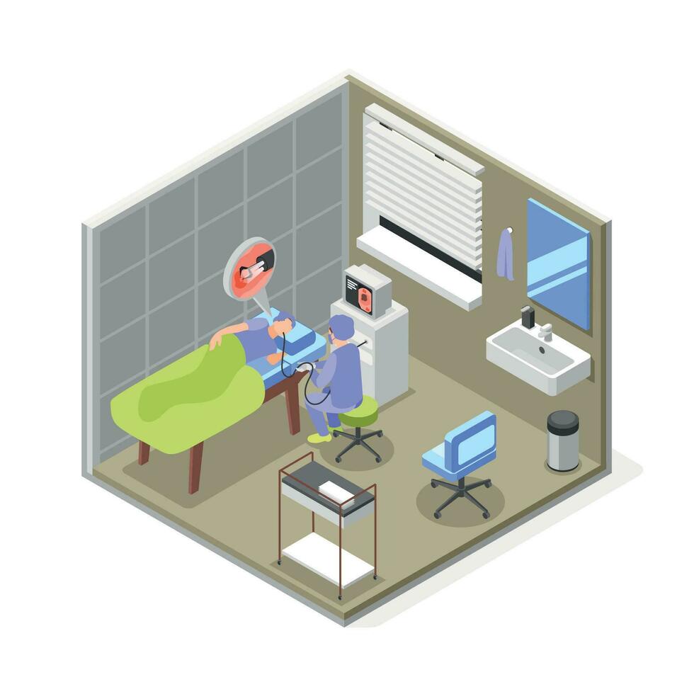 Gastroscopy Isometric Composition vector