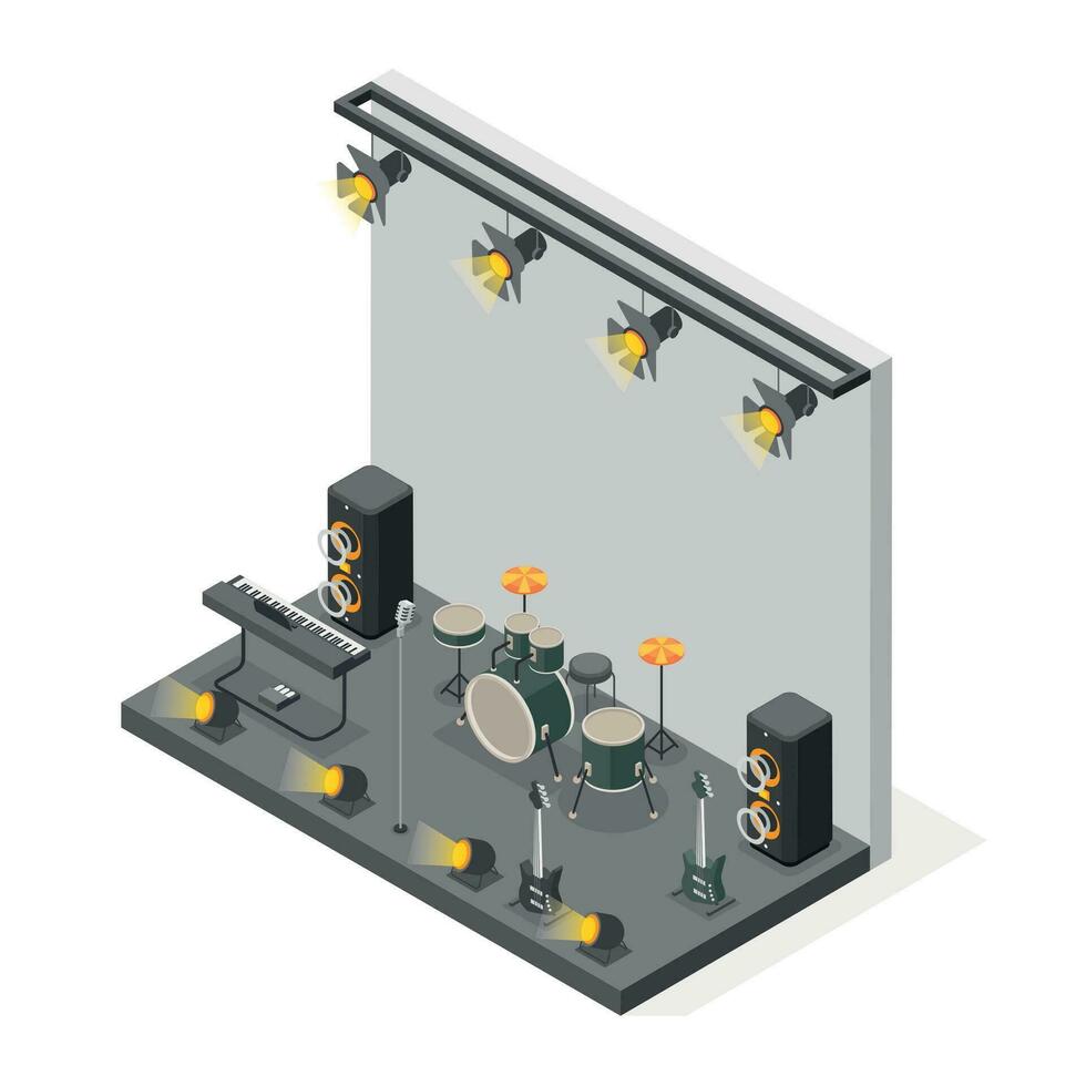 Rock Music Isometric vector