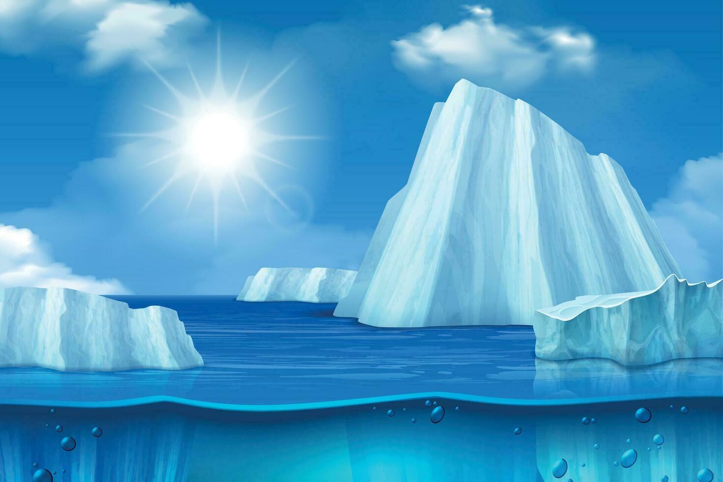 iceberg glaciar realista vector