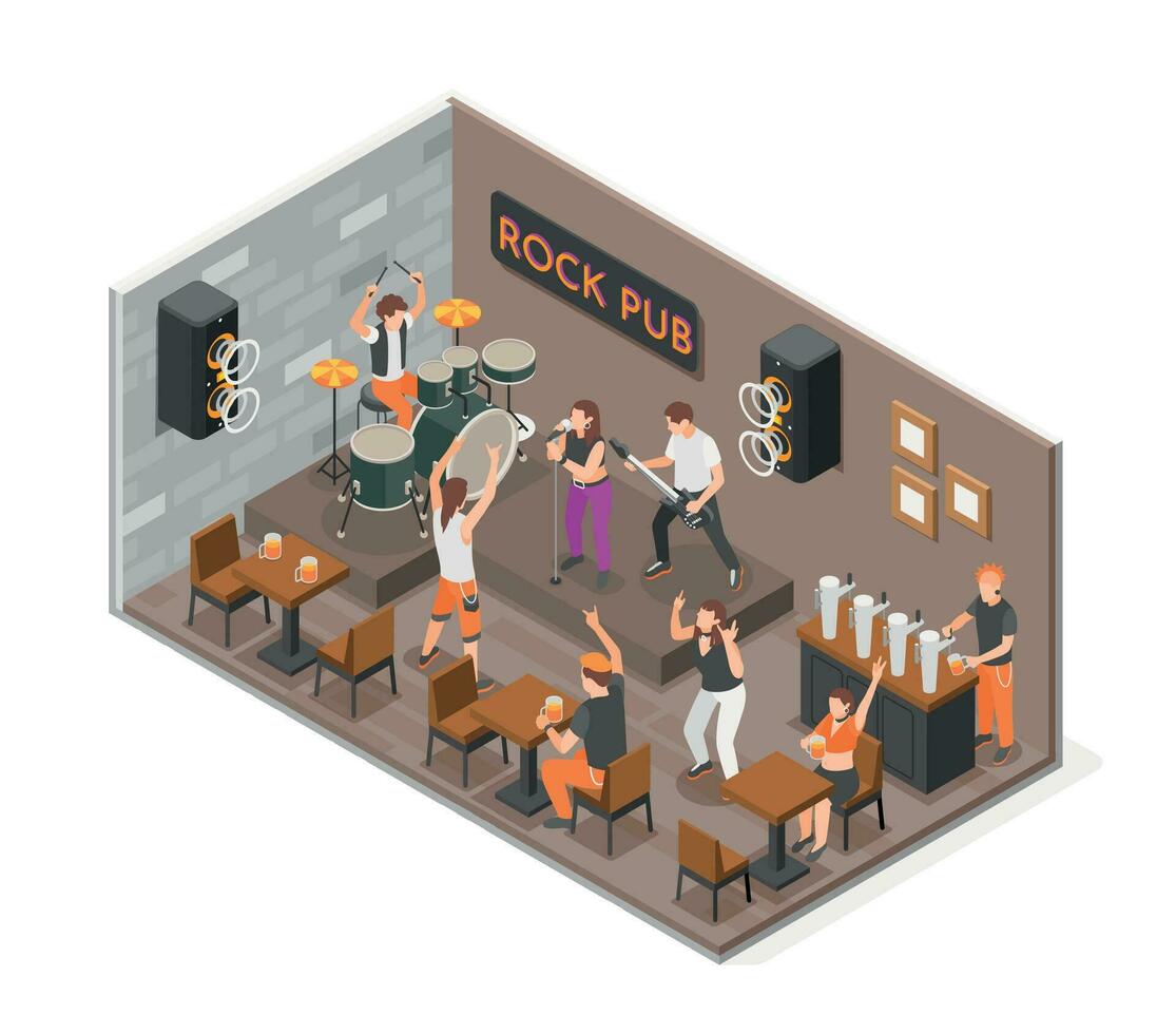 Rock Music Isometric Concept vector